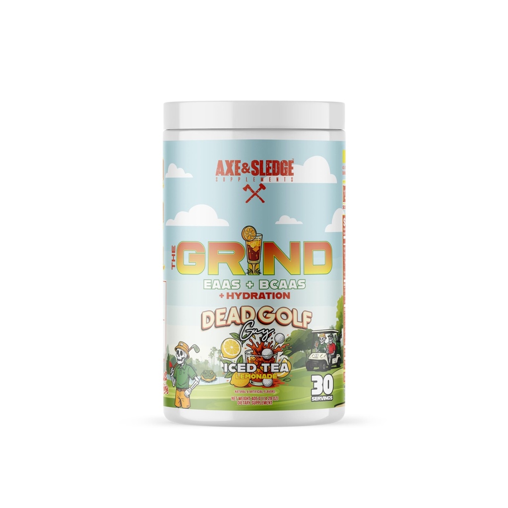 Axe & Sledge The Grind Estical Amino Acids 124; EAA & BCAA powder 126; Muscle Recovery & Electrolite for Hydration 124; Stimulant - Free, Vegan 124; 30 Servings, Dead Golf Guy
