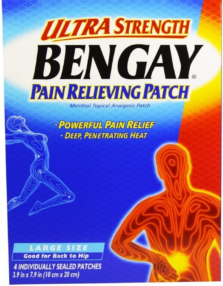 BENGAY Ultra Kekuatan Pain Relifeing Patch Besar Ukuran 4 Masing-masing (Paket 4)