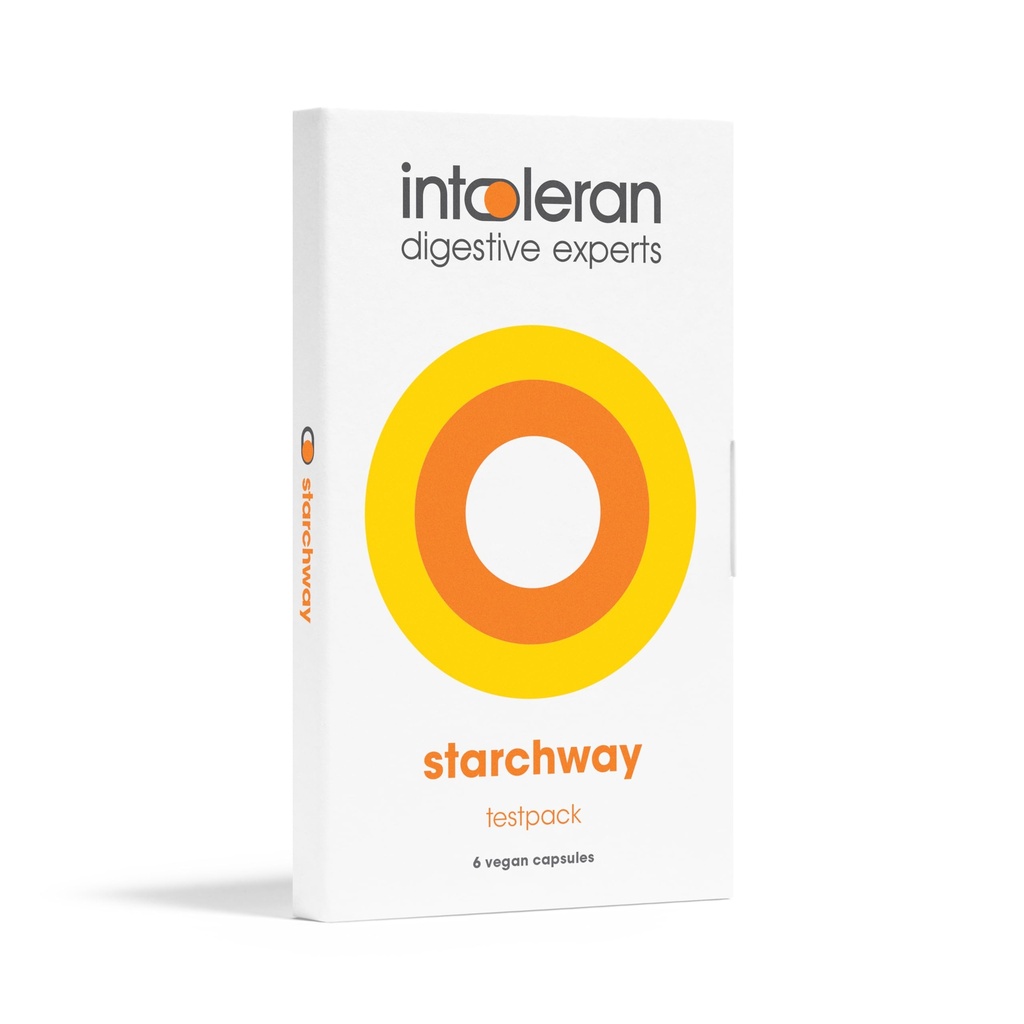 Intoleransi Starchway Digetical Enzymes - testpack 6 kapsul, 124; Tambahan untuk Starch & Sucrose Intoleransi 124; membantu Digest Sugars & Starchy Foods 124; Invertase & Gimlase Enzymes 144; Vegan 124; Low FODMAP