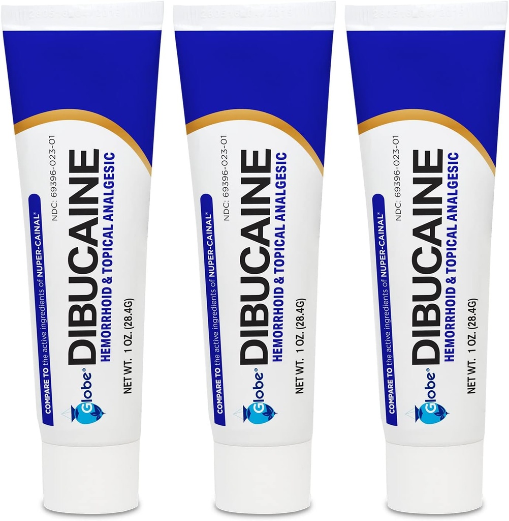 (3 Pack) Globe Dibucaine 1% Pengobatan Perlakuan Haus OVER - 1 Oz Rapid Relief Nurbing, Perawatan Demoroid dari Itch dan Bakar
