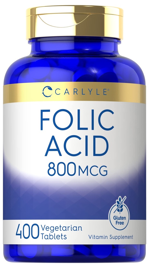 Carlyle Folic Acid 800 Mcg Tablet 124; 400 Count 124; Vegetarian, Non-GMO, Gluten Free