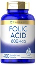 Carlyle Folic Acid 800 Mcg Tablet 124; 400 Count 124; Vegetarian, Non-GMO, Gluten Free