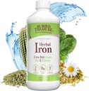 "Treasure Herbal Iron - 48 Servis, Cair Besi dan Herbal Suplemen, Vitamin C & B Kompleks Vitamin, Iron- kaya Hijau, Vegan Besi untuk Pria dan Perempuan