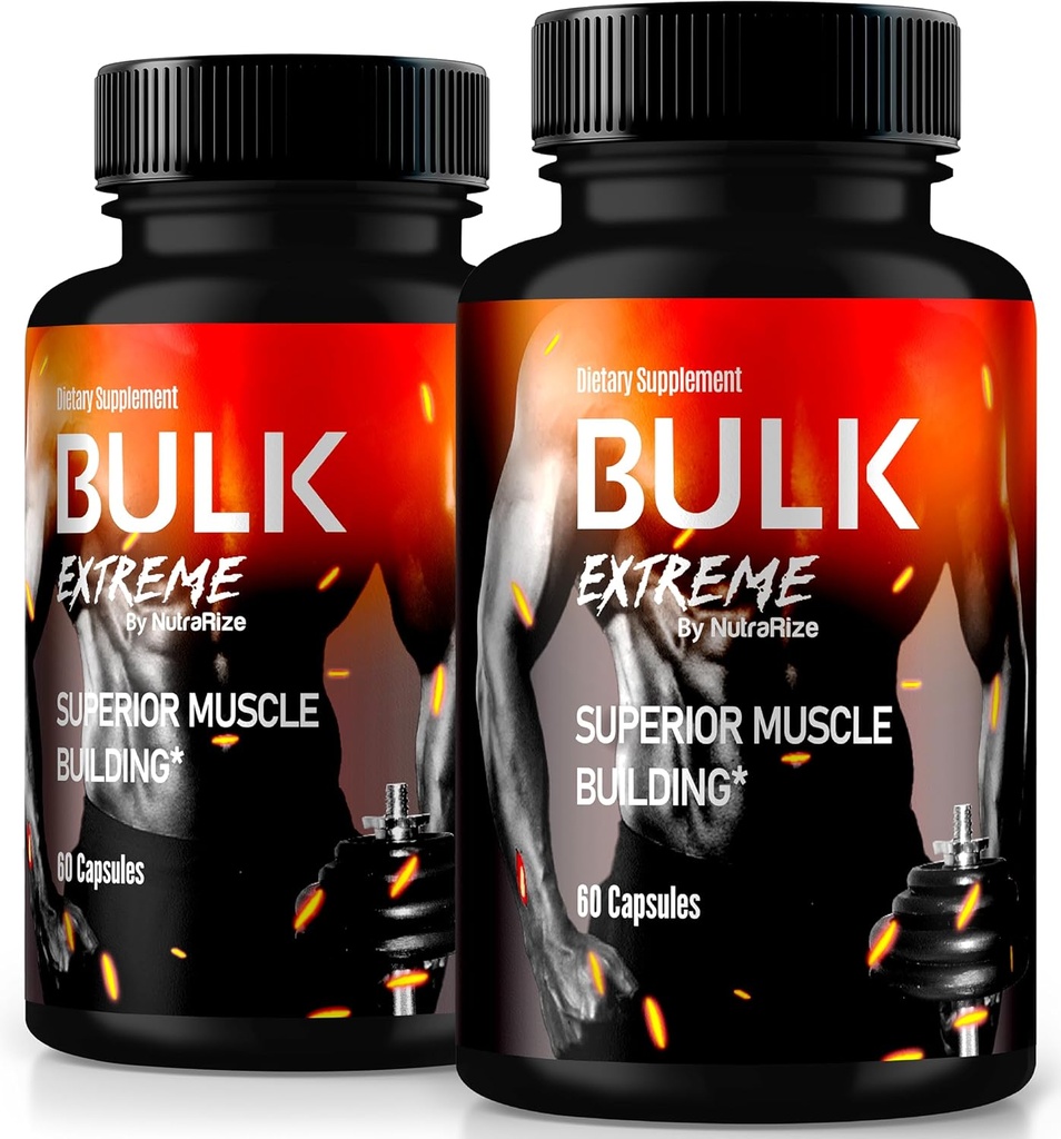 (2 Paket) Bangunan Otot Ekstrim Bolak Lanjutan Formula, Bulk Extreme untuk Lean Muscle Mass for Men, All Natural Muscle Builder, Pill Pria untuk Performance Fisik, Review (120 Capsules)