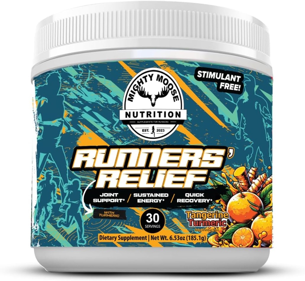 Relief pelari - Dukungan Bersama & Pemulihan Otot - Glucosamin Chondroitin - Fasting Electrolytes - Stimulant Free Pra / Post Workout Energy - Tangerine Turmeriic dengan 95% Curcuminoid
