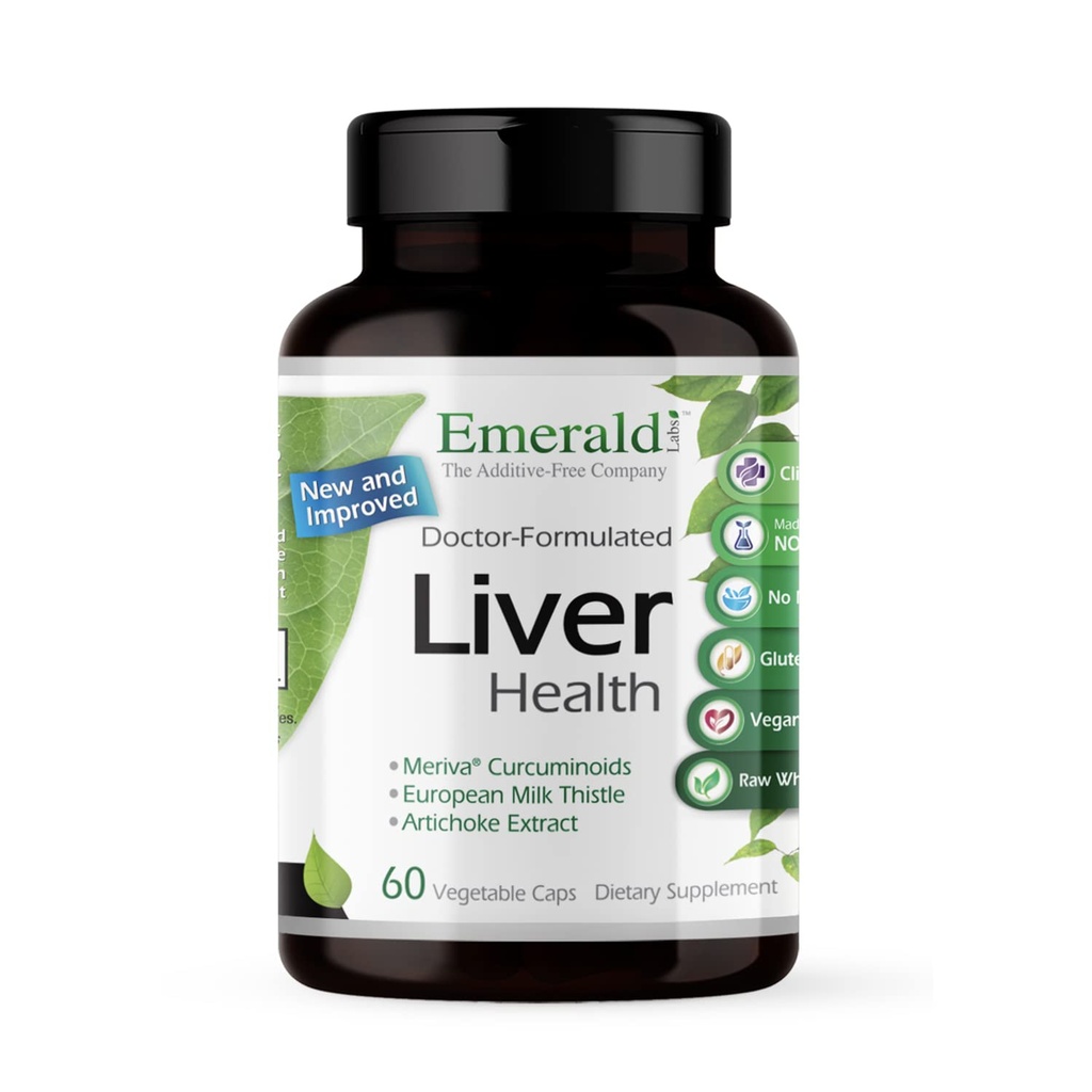 EMERALD LABS Liver Health - Liver Support dengan Ekstrak Tebal Milk Eropa - Mendukung Sistem Kebal Sehat, Tingkat Energi & Galley * - 60 Capsules Vegetable (30- Day Supply)