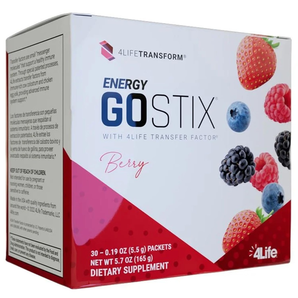 4Life Energy Go Stix, Healthy Energy Drink Mix, Caffeine from Guarana, Maca, Yerba Mate dan Green Tea Leaf Extract, Berry Flavor - 30 Paket