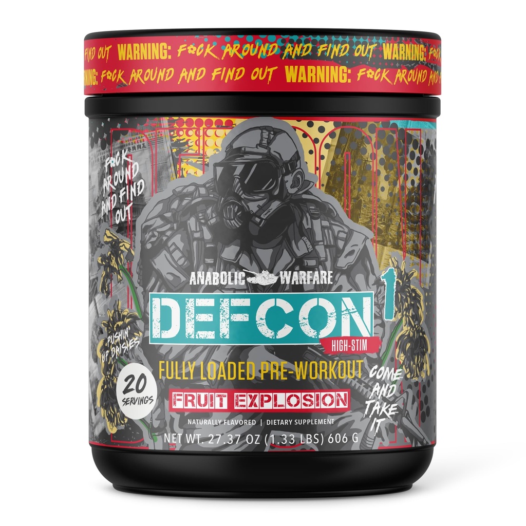 Warfare Anabolic Defcon1 High Stim, High Intensity Pre- Workout Powder (Fruit Explosion, 20 Servings)