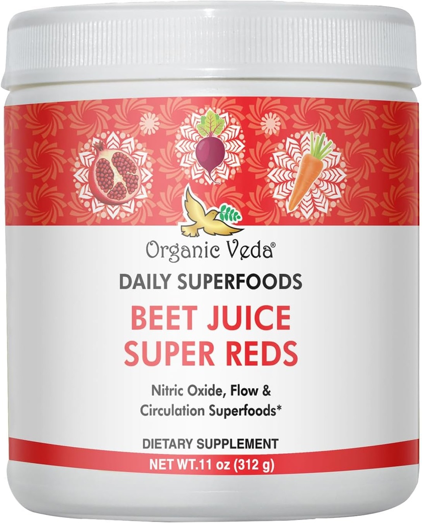 Veda Veet Root Powder Tambahan dengan Superfood Reds - Beet Juice Powder dengan Nitric Oxide untuk mendukung Sirkulasi, Energi, Endurance, dan Stamina - Vegan, Non-GMO - 11 oz