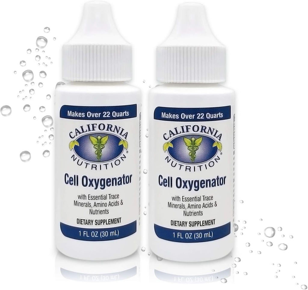 Sel Oxygenator 1 Fl Oz Bottle (Kembungkus 2), Oksigen Liquid Menjatuhkan Suplemen Harian untuk Sistem Imuniune Greater, Melacak Minery dan Acids Atletes Sport