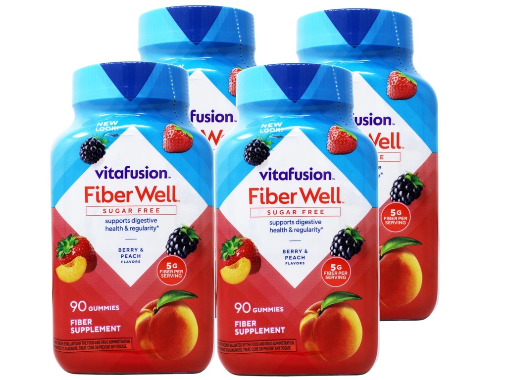 Vitafusion, Fiber Well Gummies, Fiber Supplement, Asported Flavors - 90 gummi, Paket 4