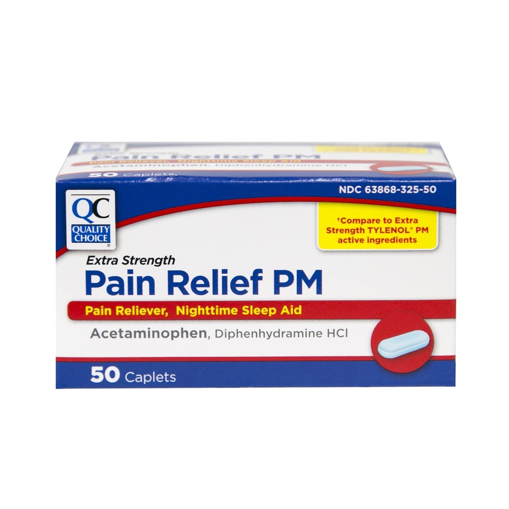 Menu Pilihan Ekstra Kekuatan Relief Sakit PM, Relief Sakit dan Bantuan Tidur Malam, Acetaminofhen 500 mg & Diphenhydramine HCI 25 mg (Bantuan Tidur), 50 Paket Caplets Count