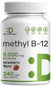 DEAL SUPLEMENT Methyl B-12 Vitamin 5000 mcg, 240 Tablet Chewable Nebraska 124; Active Form - Strawberry Flavored - Dukungan Energi & Fungsi Kesehatan Otak - Vegetarian & GMO Bebas