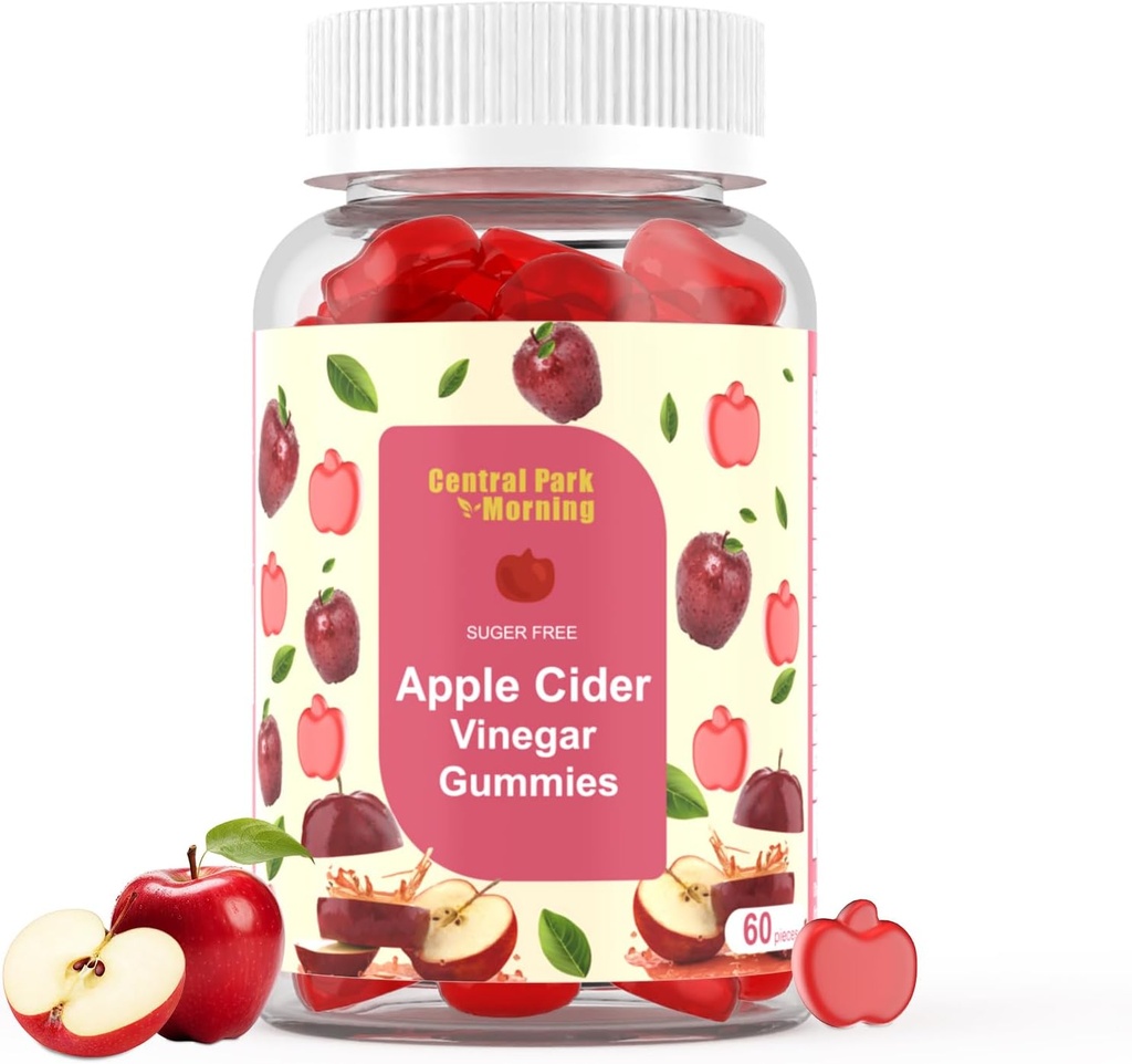 Apple Cider Vinegar Gummies 1000mg, ACV Supplemen untuk Detox & Cleanse, Suger Free dan Non-GMO - 60 Gummies