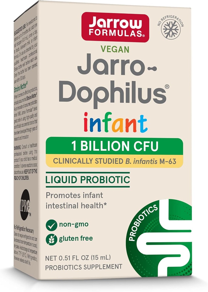 Jarrow Formulas ® Jarro- Dophilus Nu Infant Liquid Probiotic, Dietary Supplement, Instinal Health Support for Infants, 1 Milyar CFU Per Serving, 0.51 quid oz, 30 Day Suppply