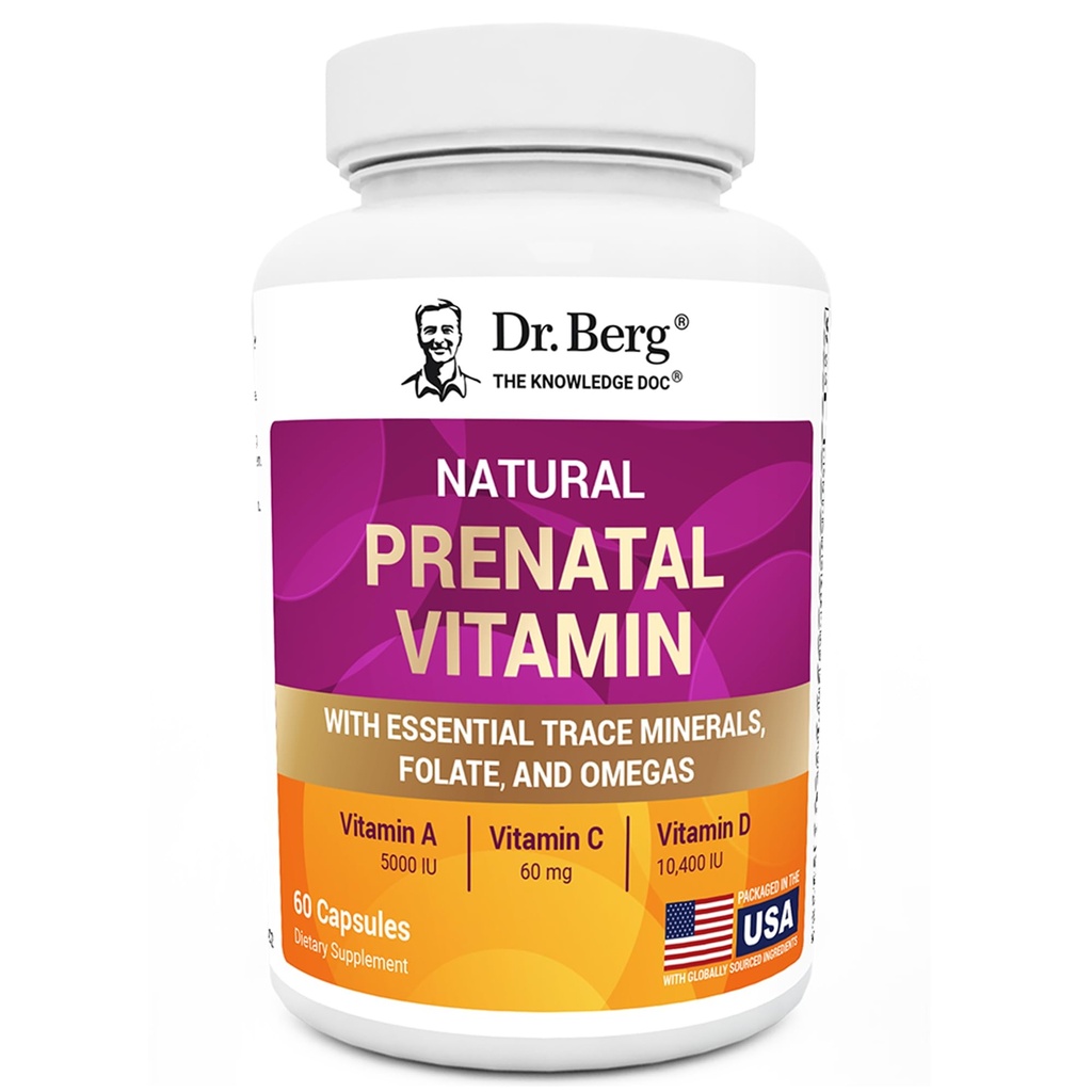 Dr. Berg Natural Prenatal Vitamin for Women (Pregnant & Nursing) - Prenatal Vitamin with Folate, Vitamin, Mineral, Omegas, & 11 powerful Superfoods - Women Prenatal Multivitamin - 60 Capsules