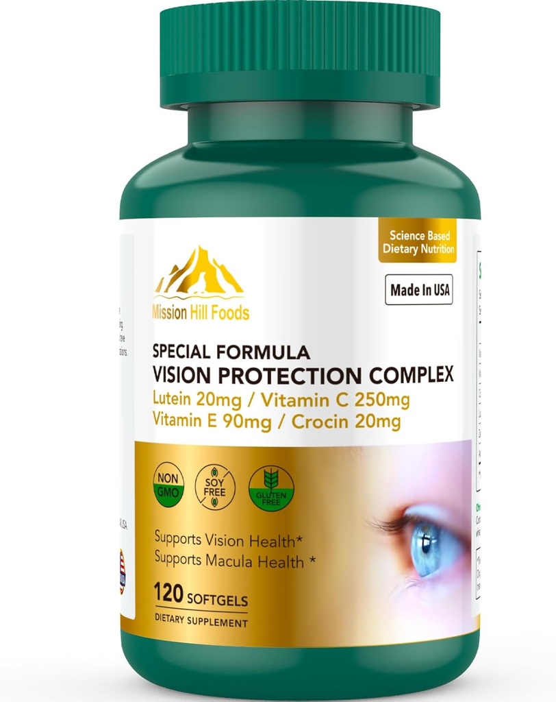 Suplemen Lutein dan Hobxanthin - 6 di 1 kompleks Perlindungan Penglihatan dengan Lutein 20mg, Dalxanthin, Astaxanthin, Crocin, Vitamin C & E, 120 Softgels, Non-GMO, Gluten- Free, Pendukung Kesehatan Mata