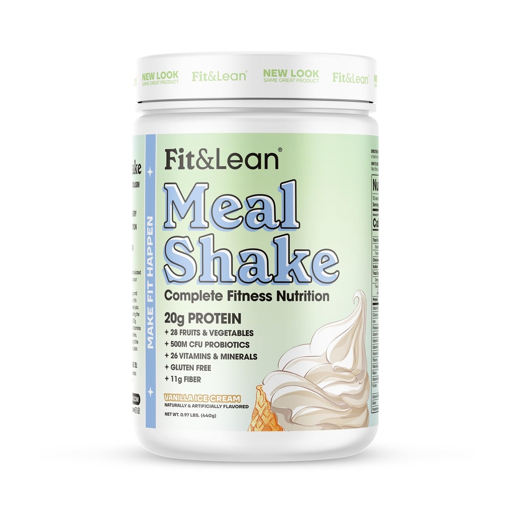 Fit & Lean Meal Shake, Fat Burning Meal Replacement, Protein, Fiber, Progories, Vanilla, 1lb, 10 Pelayan Per Container