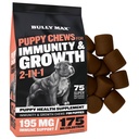 Bully Max 2-1 Puppy Treats Soft Chews for Imunity & Growth - Dog Vitamin & Suplemen - Estile Multivitamin Food Topper for Health & Imune Support - Kecil, Medium & Large Breed Puppies