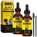 2 Paket Black Seed Oil Dingin Menekan, 100% Murni & Natural Liquid Black Seed Oil Cold Menekan Glass Bottle 60ML untuk Skin Cares, Nucheshes dan Hydrates Hair