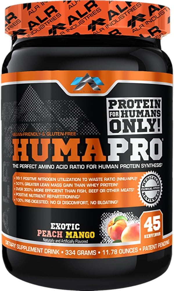 Humapro 124; Amino Acids Protein Matrix untuk Manusia 124; 99% Utilisasi untuk Lean Muscle 124; Vegan, Gluten Free 124; 334g / 45 melayani (Mango Peach Eksotic)