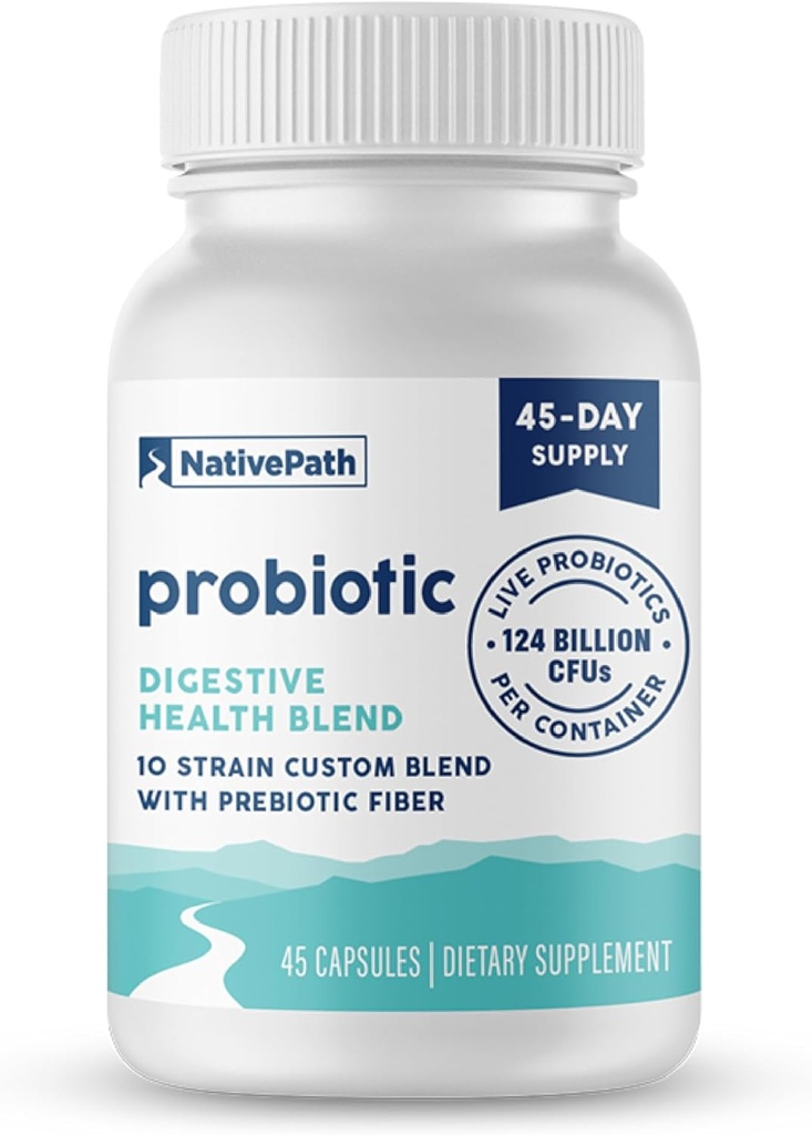 Probiotik NativePath Harian, 10-Strain Custom Blend Support for Men and Women, 82 Milyar CFU - 45 Count