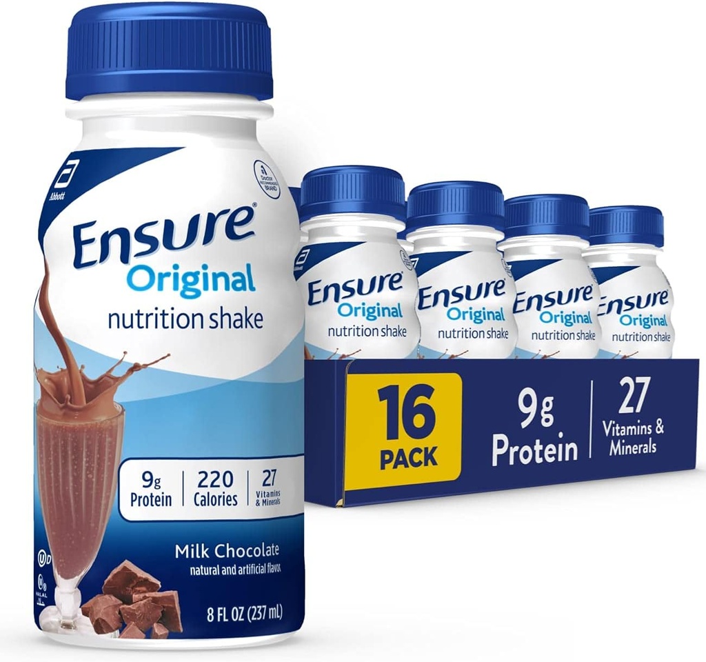 Pastikan Shake Cokelat Susu Asli 124; Pengganti Meal Kecil Shake 124; Ready To Drink 124; 9g Protein, 27 Vitamin dan Mineral 124; 8 fl oz - 16 Pack