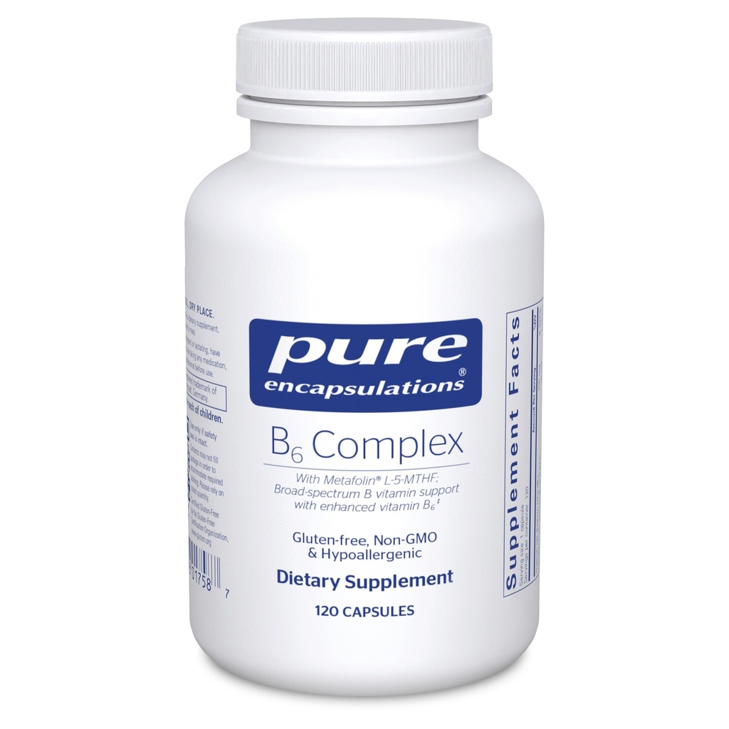 Kompleks B6 Murni - Mendukung Sistem Gugup & Kesehatan Otak * - termasuk B Vitamin - Berisi Enriched Vitamin B6 - Non-GMO & Gluten Bebas - 120 Kapsul