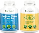 Murni Holistic Calcium Citrate Kompleks 1000mg + Vitamin D3 125mcg K2 MK7 90mcg - 365 Vegan Capsules + 150 Vegetarian Capsules Bundle - Dibuat di AS