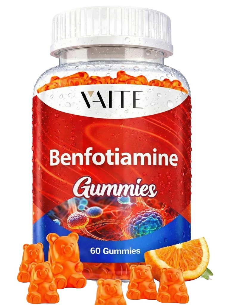 Benfotiamine 320mg Gummies with 45mg L-Leucine Suplement: Estivitamin B1 Complex for Men and Women, Non-GMO, Vegan & Gluten- Free - Support Metabolisme, Energy & Gugup System Health