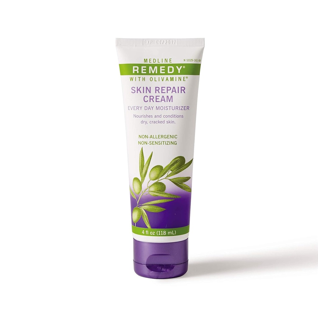 Medline Remedy Skin Repair Cream Every Day Moisturizer with Olivamine, 4 Oz