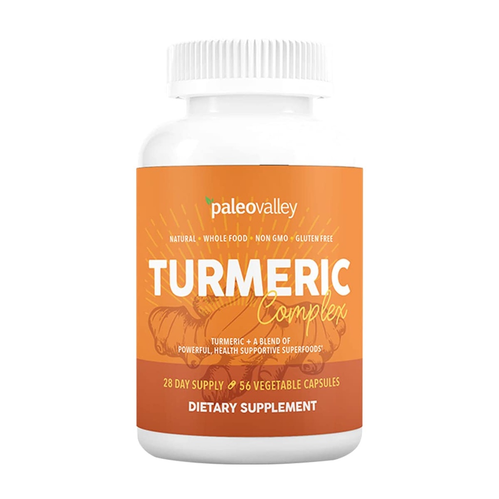 Paleovalley - Kompleks Turmeric Organik Organik Penuh - Turmeric Organik Penuh dengan Supportif Superfoods - 56 Vegetarian Capsules - Dukung Joints, Imunitas, Otak dan Kesehatan Jantung