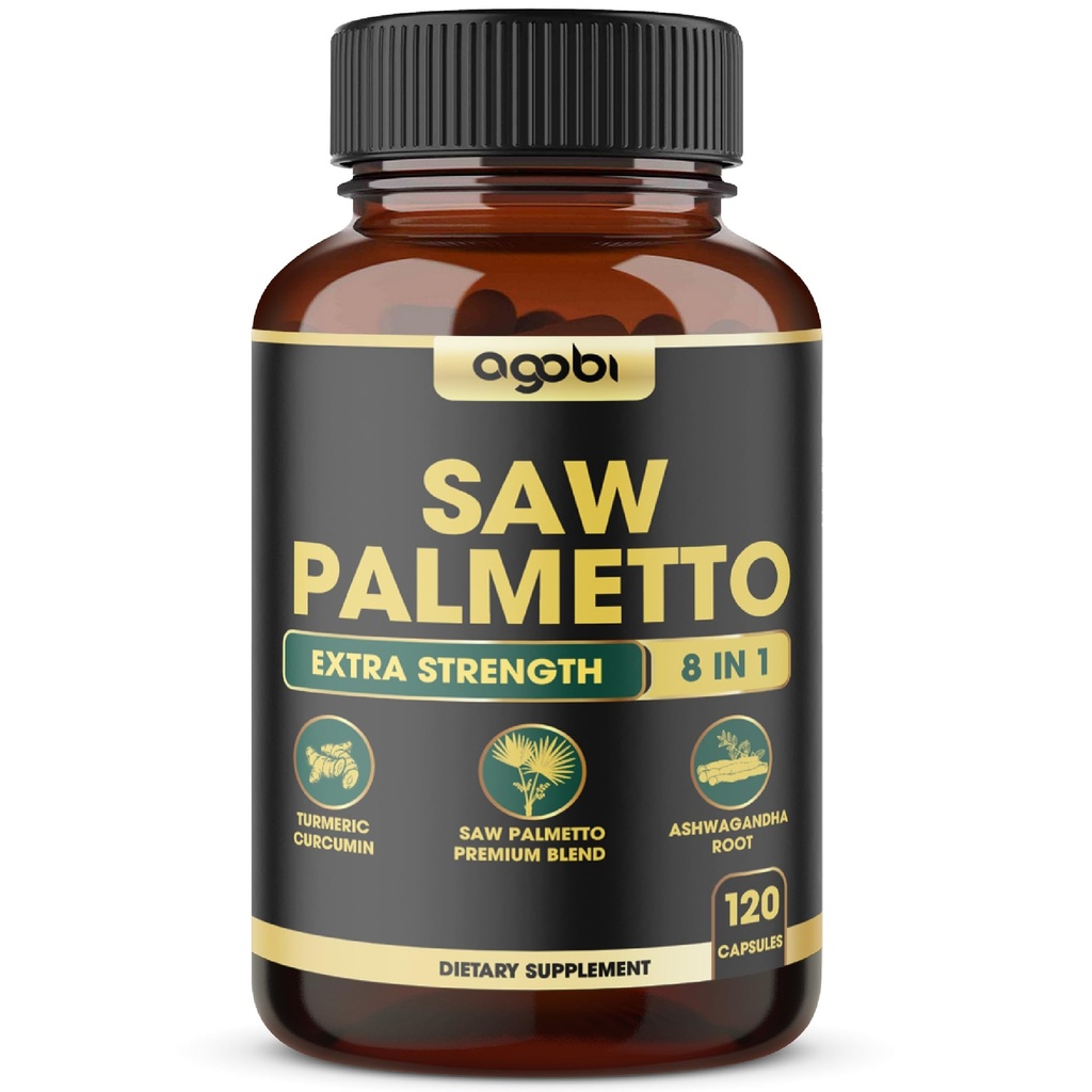 8in1 Saw Palmetto Prostat Support with Ashwagandha, Turmeric, Ginger, Nettle Leaf, Holy Basil & More - 120 Vegan Kapsul selama 2 Bulan