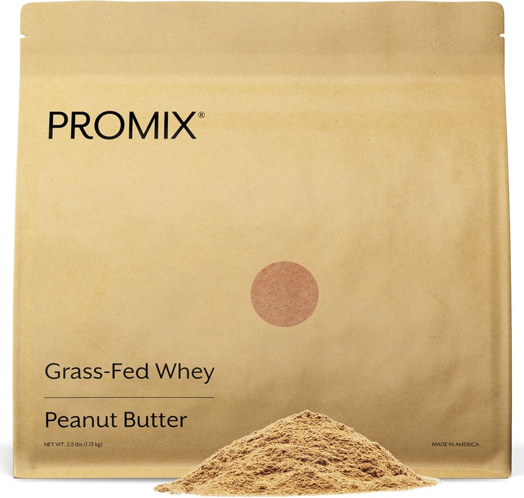Promix Nutrition Whey Protein Powder, Peanut Butter - Grass- Fed - Post Workout Fitness & Nutrition Shakes, Smoothies, Baking & Cooking Recipes - Gluten- Free & Keto- Friendly - 2,5 Pound (Kemas 1)