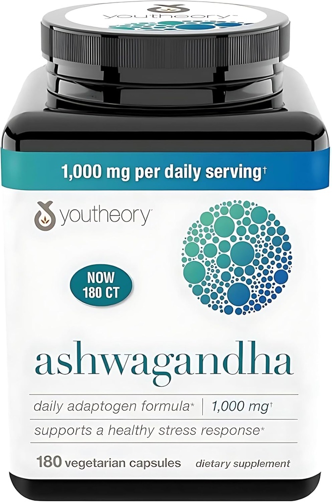 Suplemen Ashwagandha Generik Organik KSM-66 Ashwagandha Vegetarian Tambahan 180 Kapsul, 100mg per Daily Serving, Bantuan Mendukung Respon Manajemen Stress sehat, Hapus