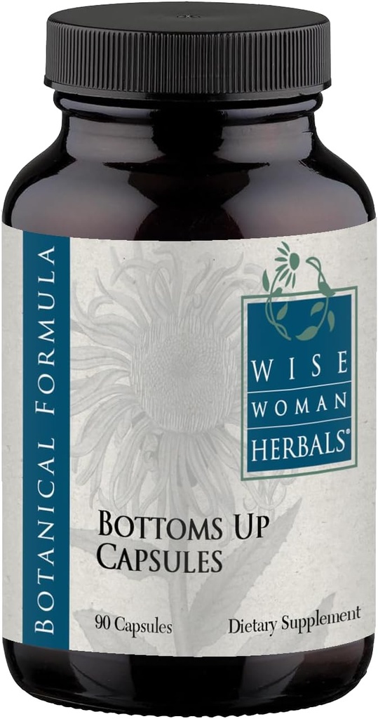 Wise Woman Herbals Bottoms Up Kapsules, Herbal Venous Dukung untuk Sirkuit Kesehatan, Vein Integrity, dan Occasional Swelling, Non-GMO, Additive- Free Formula, 90 Veg Caps