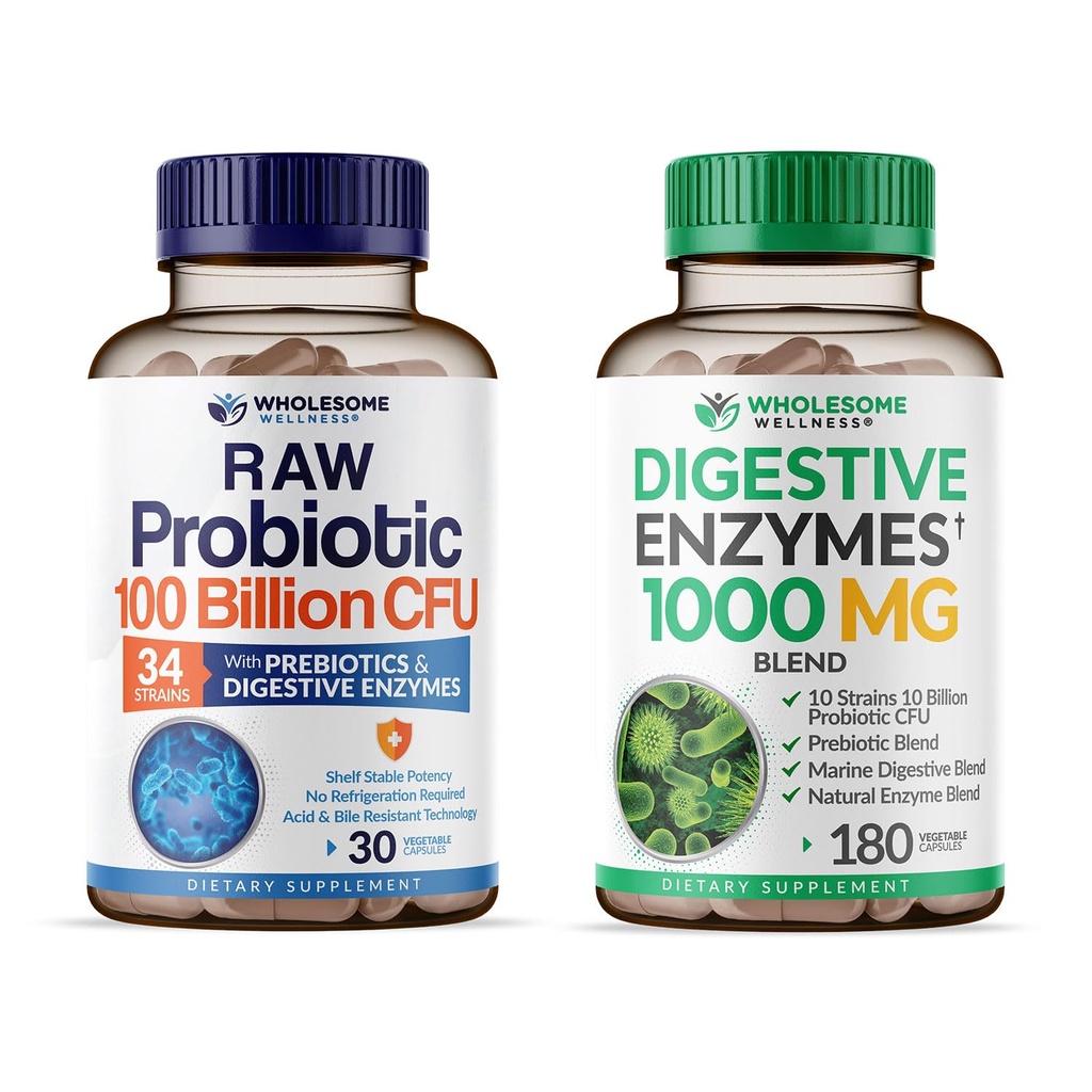 Whyesome Wellness Organic Progories 100 Milyar CFU + Digetical Enzymes 10000mg with Prepoles Bundle