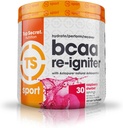 Biara Rahasia BCAA Re- Igniter Vegan Amino Tambahan dengan Astaxanthin dan Electrolite, Hidration dicampur dengan air Coconut, 9.80 oz (30 porsi), Raspberry Sherbet