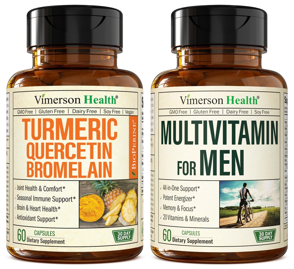 Quercetin dengan Bromelain & Curcumin Turmerik & Lengkap Multivitamin untuk Pria