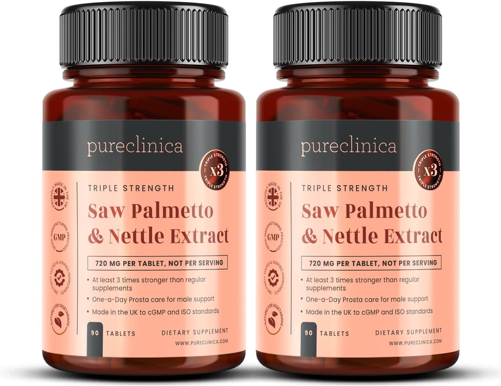 2-Kemas Tiga Kekuatan Saw Palmetto & Nettle Root - 180 Tablet = 1244g; 4149mg dengan 160mg Saw Palmetto Extract (85 - 95% Fatty Acids), 30mg Nettle Root, 649mg Calcium 124m