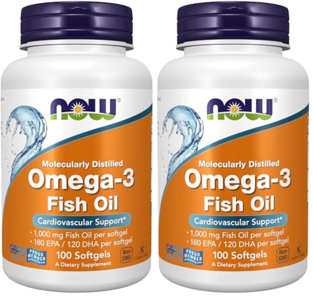 NOW Foods Omega- 3- 100 Softgels (Pack of 2)