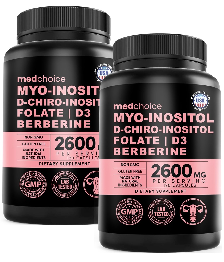 14 in- 1 Inositol Suplemen & Hormone Dukungan untuk Perempuan - 40: 1 Myo- inositol & D- Chiro Inositol Ovarian Dukungan Kasules untuk Keseimbangan Hormone dengan Faxed, Vitamin D dan B12 (120 count) (Paket 2)