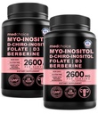 14 in- 1 Inositol Suplemen & Hormone Dukungan untuk Perempuan - 40: 1 Myo- inositol & D- Chiro Inositol Ovarian Dukungan Kasules untuk Keseimbangan Hormone dengan Faxed, Vitamin D dan B12 (120 count) (Paket 2)