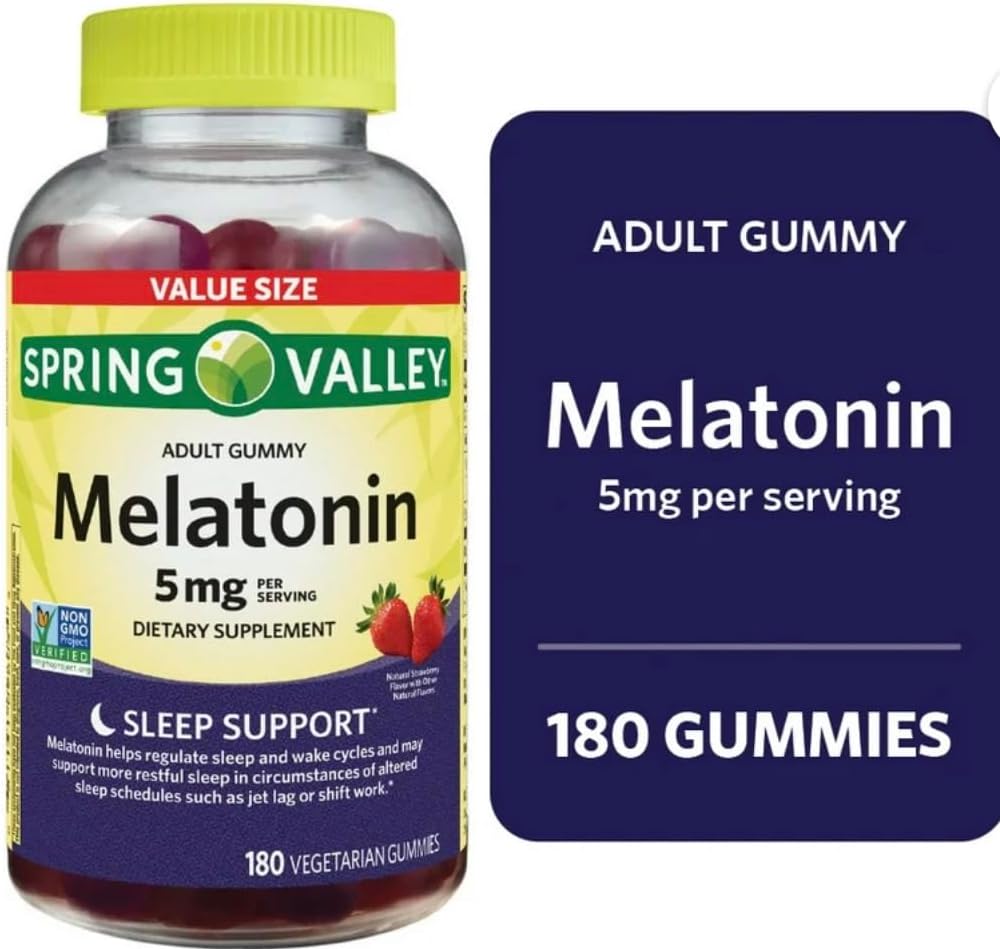 Soring Valley Melonatin Gummies, Non GMO, Strawberry Flavor, 5 mg, 180 Count