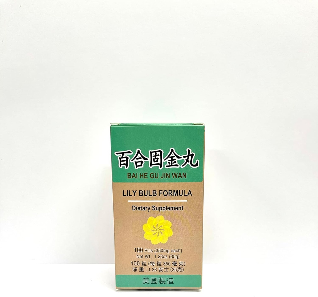 Lao Wei Lily Bulb Formula - Bai Dia Gu Jin Wan Herbal Bantuan Membantu Menjaga Sistem Repiratory Sehat dan Batuk dengan Phlegma 100 Pil 350mg / Masing-masing dibuat di USA