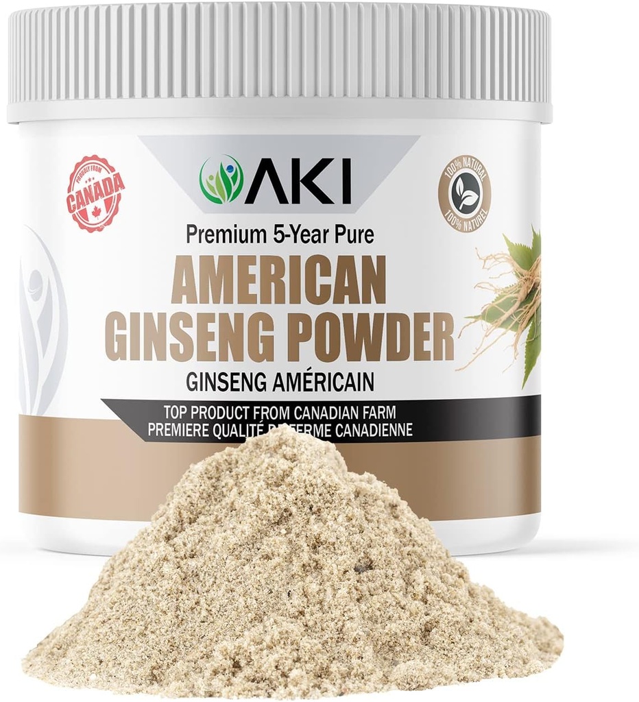 AKI American Ginseng Powder dengan 4% Ginsenosides - Ideal dengan Coffee, Beverages Like Smoothies (4oz / 1113g)