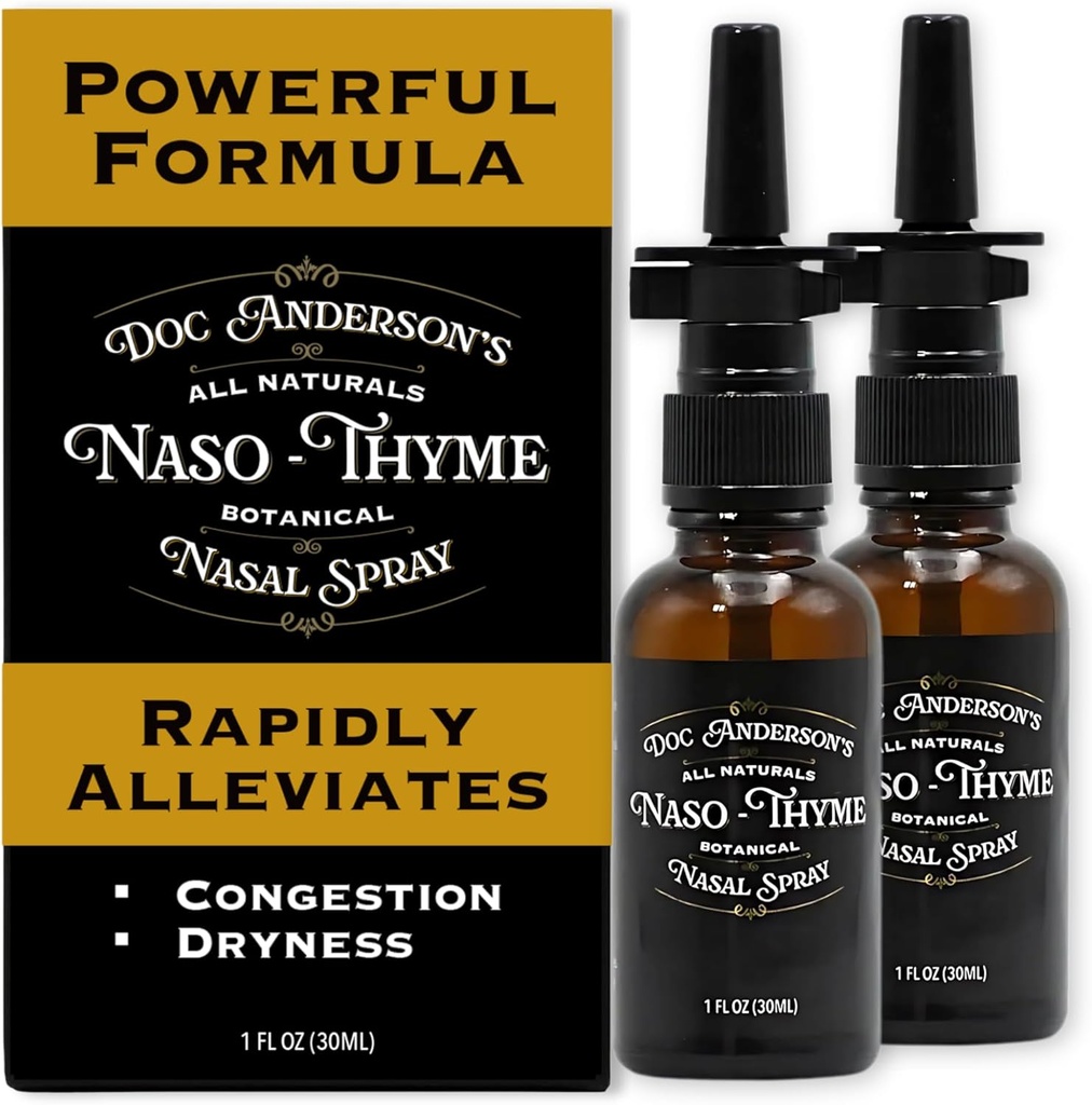 Spray Nasal Botani Doc Anderson - Lembab kemacetan alam dengan Aloe & Thyme untuk Clearer Breathing, Combat Irritants, dan Moisturizes, dibuat di USA (2 Pack)