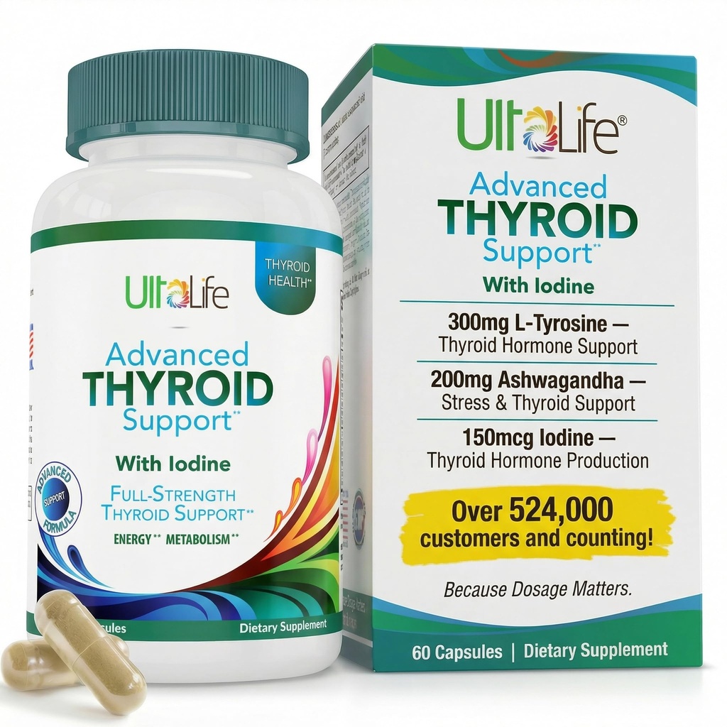 Daily Thyroid Boost Lanjutan Formula dengan Iodin Ashwagandha Vitamin B12 Zinc dan Selenium untuk Energi Metabolisme dan Fokus 60 Kapsul