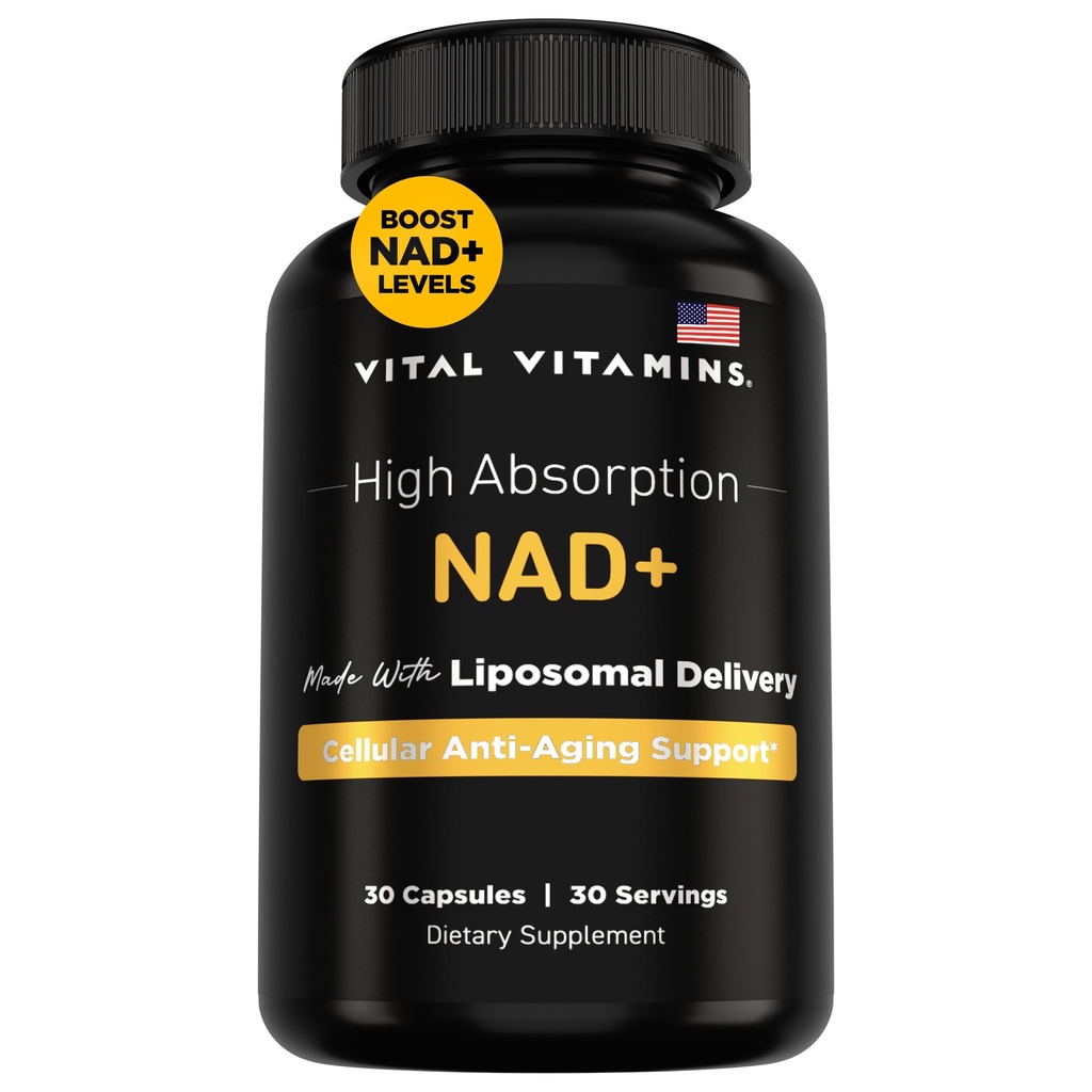 Vitamin NAD Tambahan Vitamin Vitamin Vitamin - NAD + (Nicotinamide Adenine Dinucleotide) untuk Men & Women - Dibuat dengan Pengiriman Lipomal - Dukungan Anti- Aging Sel, Energi, Fokus - 30 Hari Supppply