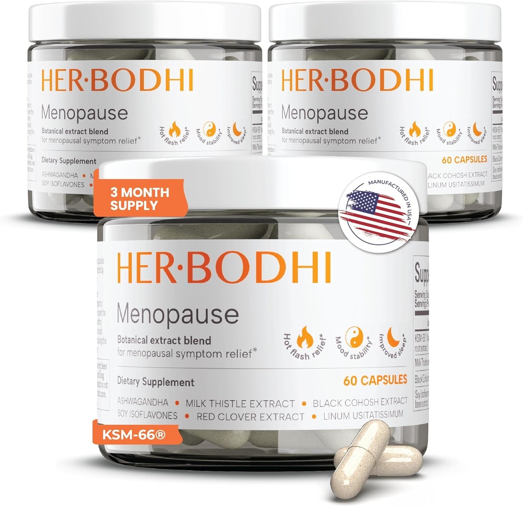 Meno- Menopause Hormonal Balance for Women, Estrogen Soy Soy Isoflavones Suplement for Women, Ashwagandha, Black Cohosh Hot Flashes Menopause Relief, Night Sweats Relief 180Caps